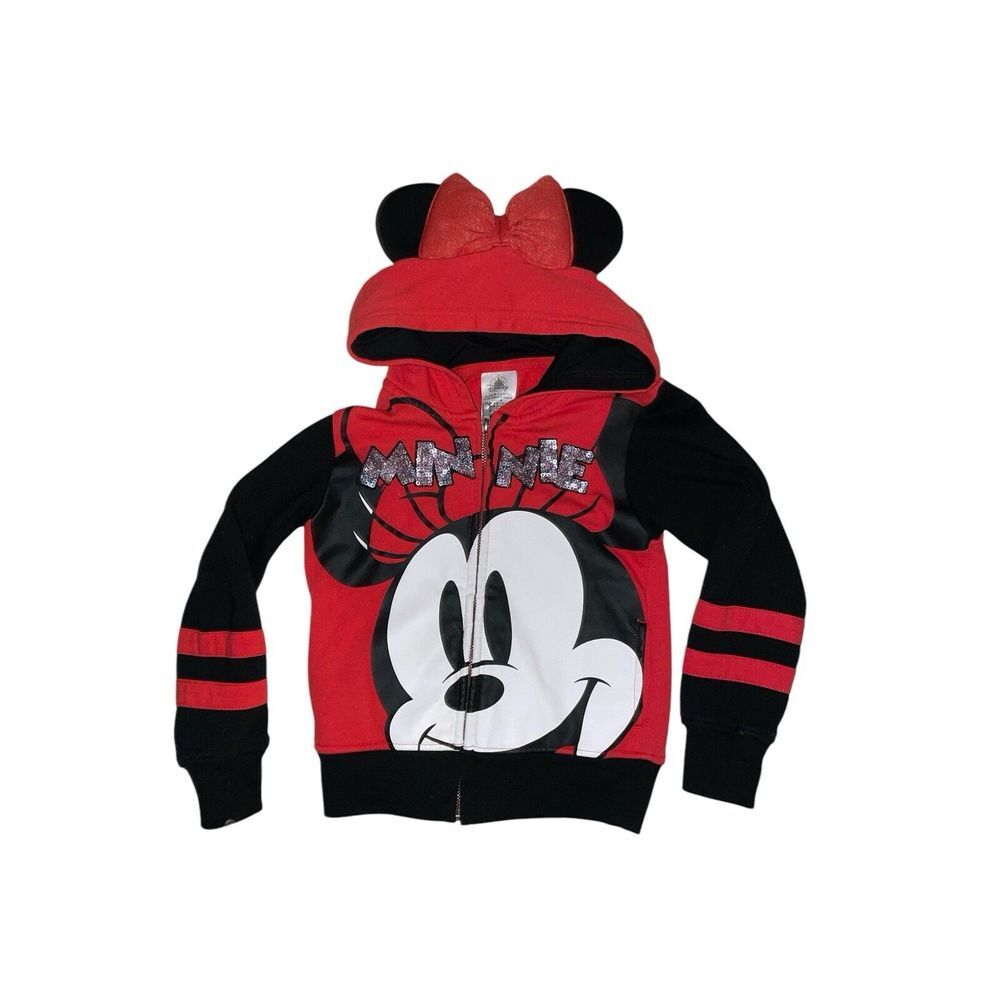 Minnie Mouse Hoodie W/ears And Bow Sweat Shirt Child 5-6